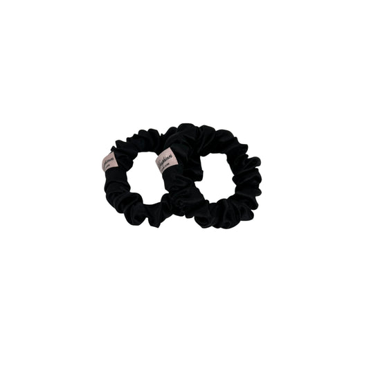 The Companion, Medium Silk Scrunchies, Set of Two - Noir Black