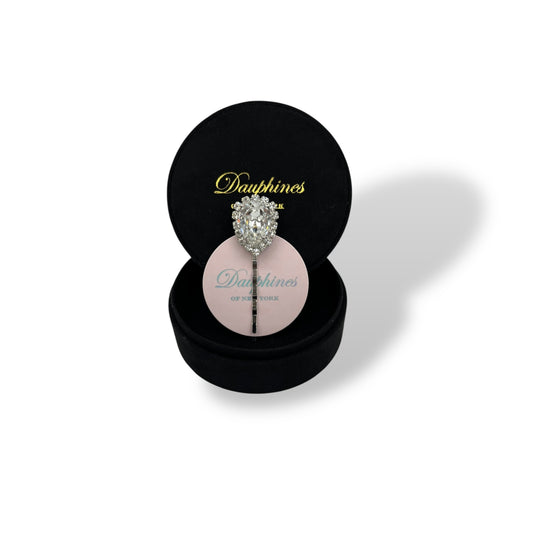 Gem Palace, Drop Bobby Pin featuring Sparkling Swarovski Crystals - Clear/Silver